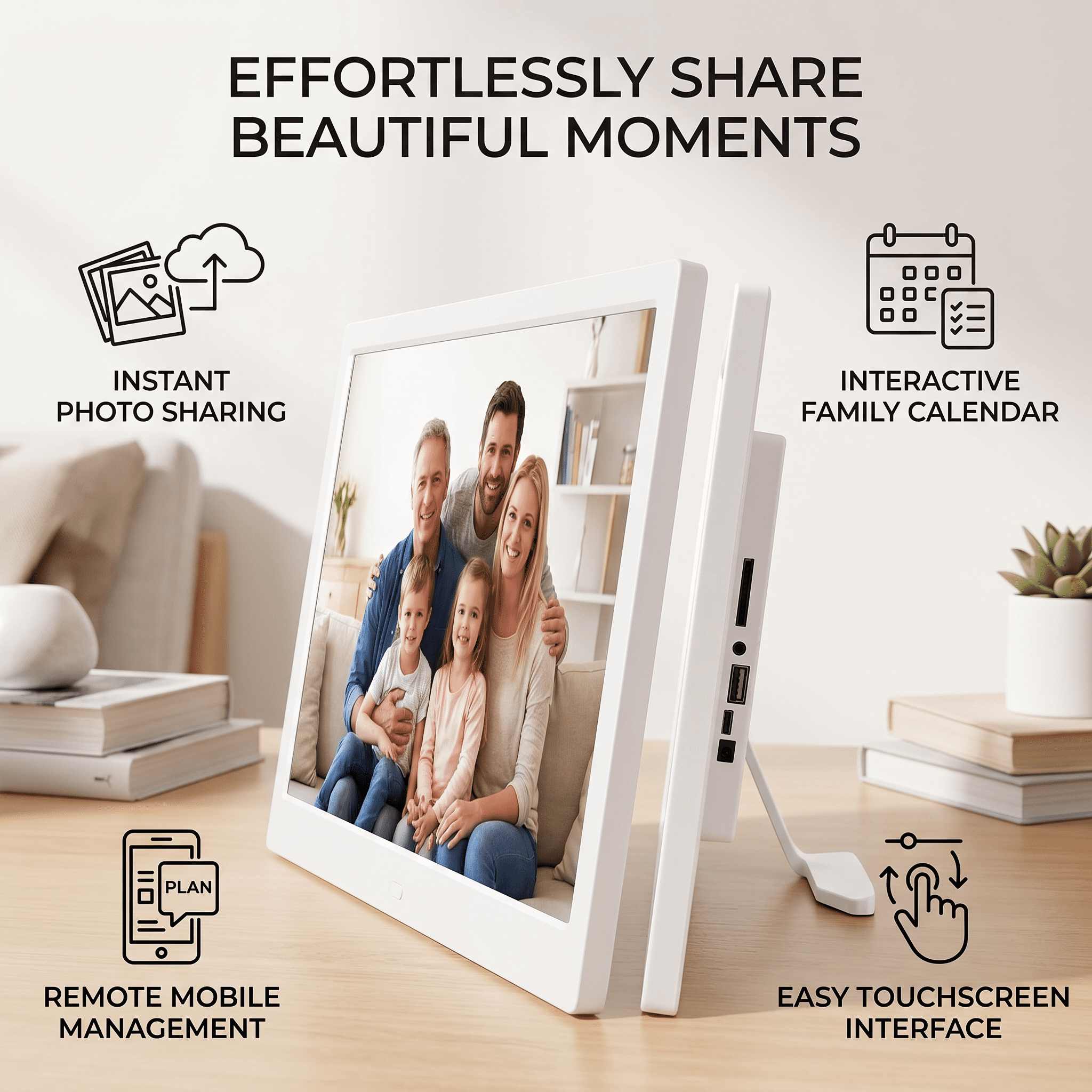 Cacagoo Digital Calendar, 15.6 Inch Wall Planner Electronic Calendar & Chore Chart, Smart Touchscreen Interactive Display for Family Schedules, Wall & Desk Mountable