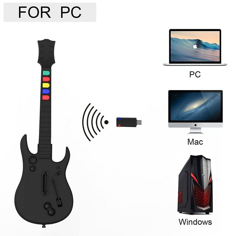 Guitar Hero Controller PC, Wireless PlayStation 3 PS3 /PC Guitar Hero with Dongle for Clone Hero, Guitar Hero 3/4/5 Rock Band 1/2 Games Black - Walmart.com