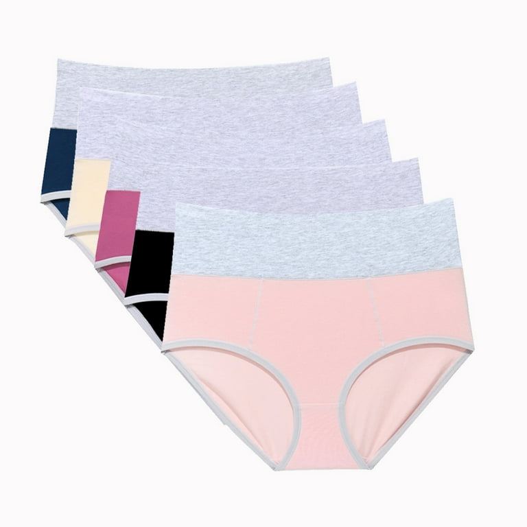 Spdoo 5 Pack Women's High Waisted Cotton Panties Soft Full Coverage  Underwear Breathable Stretch Briefs(Regular & Plus Size) 