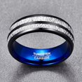 thumbnail image 2 of 8mm Tungsten Rings for Men Women Blue and Black Imitated Meteorite Wedding Band Domed Style Comfort Fit Size 7-12, 2 of 6