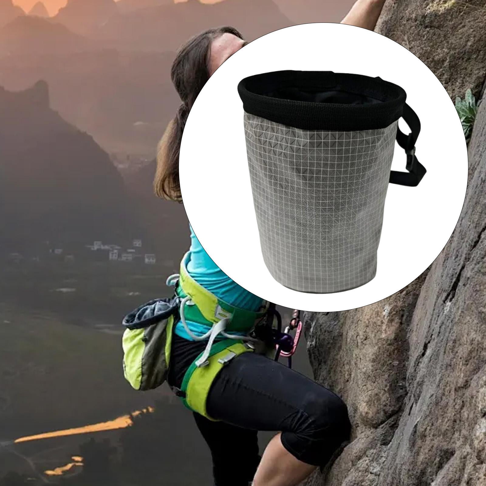 Dualoai Chalk Bag Climbing Equipment Storage Pouch for Bouldering Fitness Gymnastics Silver Gray