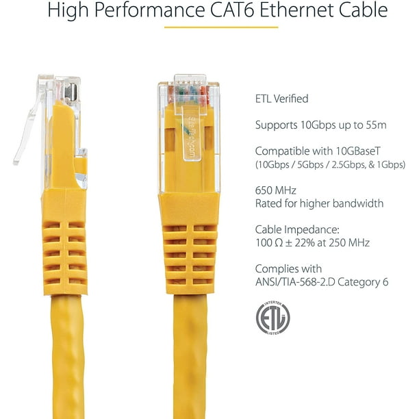Câble Ethernet RJ45 - CAT 5e - Jaune - 2m