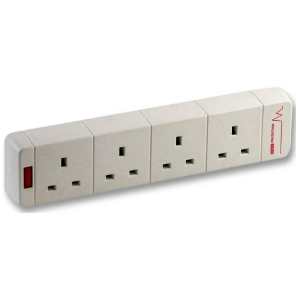 PRO ELEC - 4-Way Surge Protected Extension Socket with Neon Indicator