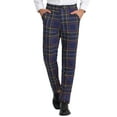 thumbnail image 1 of Pantalones de vestir a cuadros para hombre, corte regular, formales, de negocios, a cuadros Azul marino S, 1 of 6