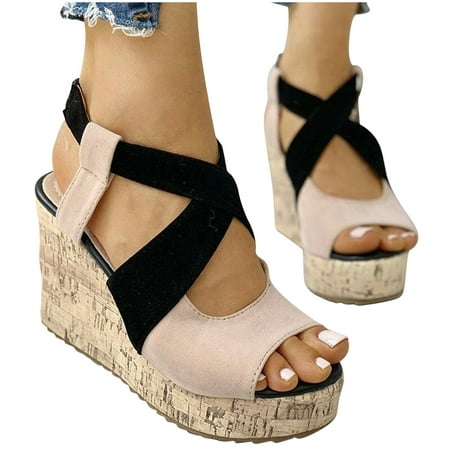 

Summer Ladies Women Thick Soled Shoes Fish Mouth Casual Wedge Heels Sandals