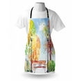 thumbnail image 3 of Landscape Apron Hand Drawn Watercolor Autumn Park Trees Shrubs Bench and Lanterns Nature Artwork, Unisex Kitchen Bib Apron with Adjustable Neck for Cooking Baking Gardening, Multicolor, by Ambesonne, 3 of 3