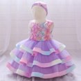 thumbnail image 2 of HAWEE Bébé Girls Fleur Dress Robe de Princesse pour Enfants en Bas Ge Volants Fête Mariage Tutu Pageant avec Bandeau, 2 of 7