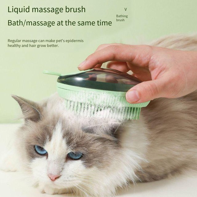 CBFFDC Distributeur de Shampooing Brosse de Bain pour Animaux de Compagnie Massage en Forme de Mangue Silicone Doux et Réutilisable Distributeur de Stockage de Shampooing Brosse de Toilettage Efficace