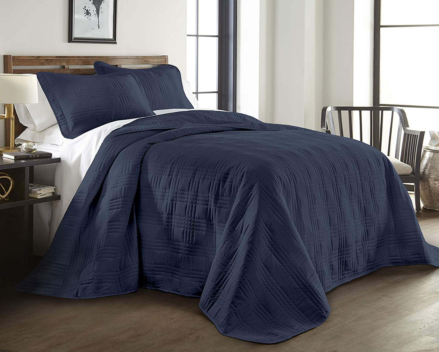 Chezmoi Collection Kingston 3Piece Oversized Bedspread Coverlet Set
