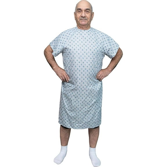 AMU Solutions 6 PACK - Reusable Hospital Gowns for Men Medical Patient Gowns with Back Ties for Comfort Coverage - Poly Cotton Blend for Softness and Durability, Ideal for Hospitals, Nursing Homes