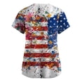 thumbnail image 4 of 250th Anniversary USA Scrub Tops Women Casual V Neck USA Flag Print Scrub Shirts Short Sleeve Independence Day Patriotic Scrubs Nursing Workwear Medical Nurse Uniform with Pockets Red 2XL, 4 of 4