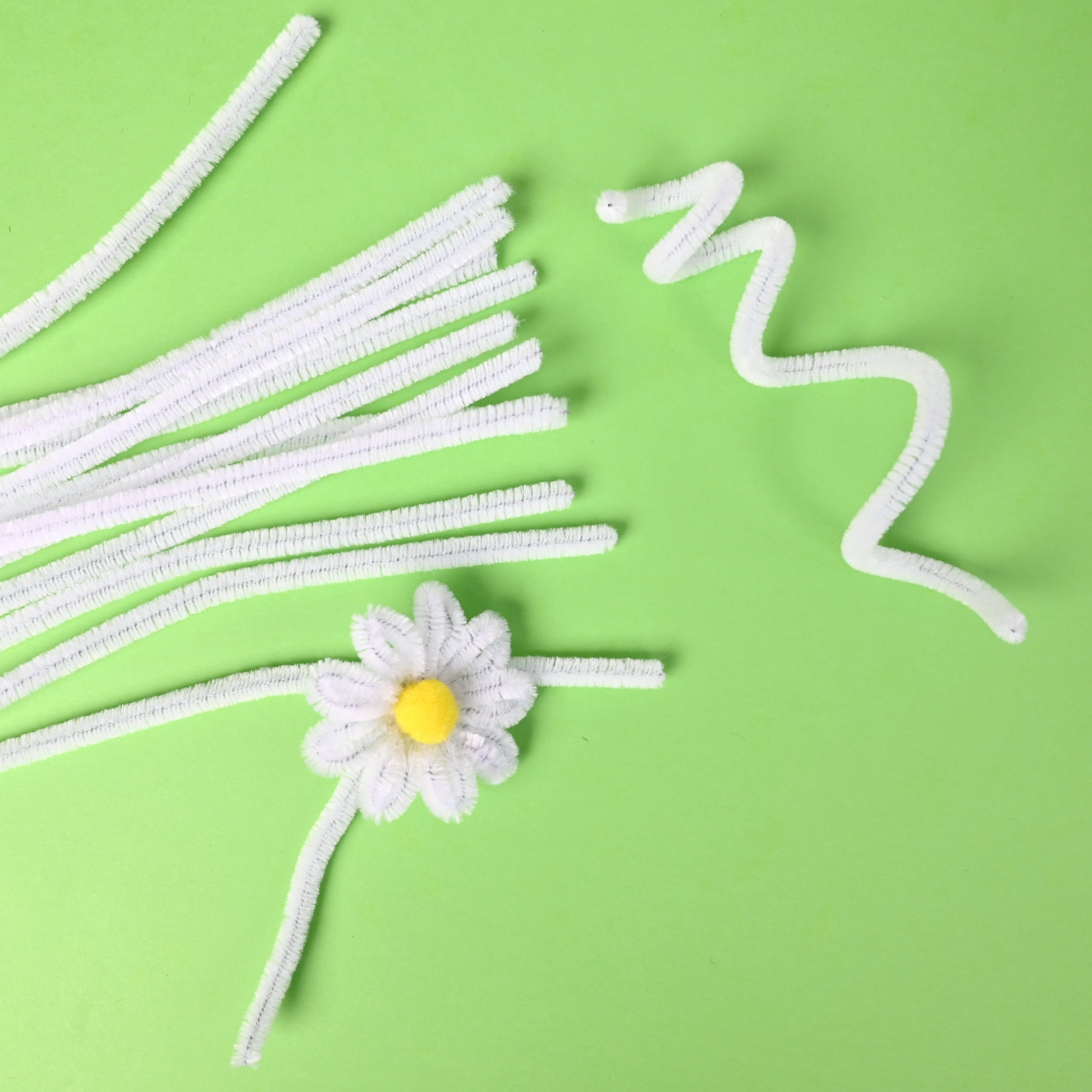 Hello Hobby 25 Count White Fuzzy Sticks for Kids Crafts and DIY Projects