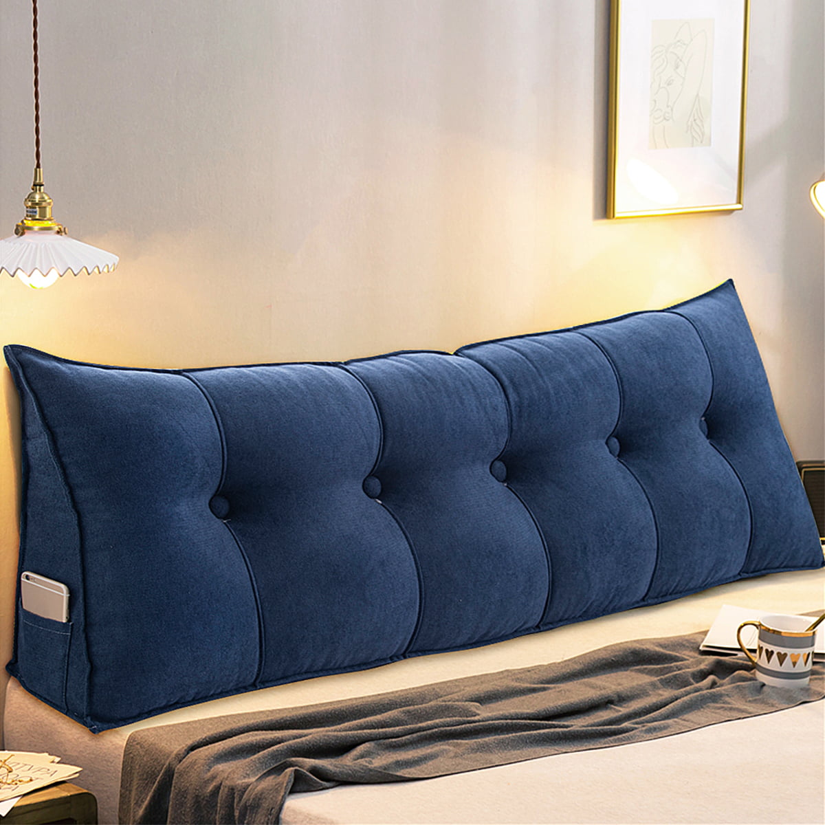 Details about   Cushion Twin Queen King Velvet Wedge Backrest Bed Sofa Reading Triangular Pillow 