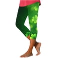 thumbnail image 2 of Capri Leggings for Women Shamrock Print Slim Fit High Waisted Trousers Stretchy Lightweight Bottoms Clover St. Patrick's Day outfits, 2 of 5