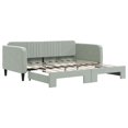 thumbnail image 2 of vidaXL Daybed with Trundle without Mattress Light Gray 39.4"x74.8" Velvet, 2 of 11