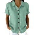 thumbnail image 2 of Yievot Button Down Shirts for Women Collared Roll-Up Short Sleeve Lightweight Breathable Tops, 2 of 4