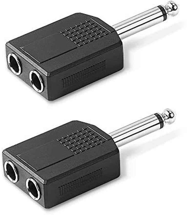 1/4" 6.35mm Stereo Plug Male to Dual 1/4" 6.35mm Jack Female Splitter