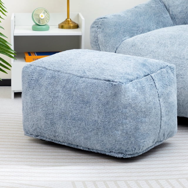 Reposapiés Ottoman HollyHome de espuma viscoelástica de 15 pulgadas, azul y gris