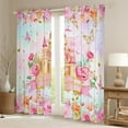 thumbnail image 2 of Homewish Dreamy Princess Castle Blackout Curtains Set of 2 (52x84 Each),Pink Flower Window Curtains,Fairy Tale Theme Curtains and Drapes For Girls Kids,Breathable Home Decor, 2 of 6