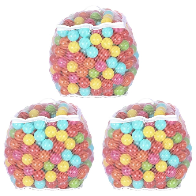 BalanceFrom 1200-Count Play Pit Balls Toy Set for Kids with Mesh Bags, Rainbow Colors