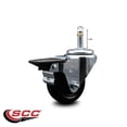 thumbnail image 2 of 3 Inch Hard Rubber Wheel Swivel 7/16 Inch Grip Ring Stem Caster with Brake SCC, 2 of 2