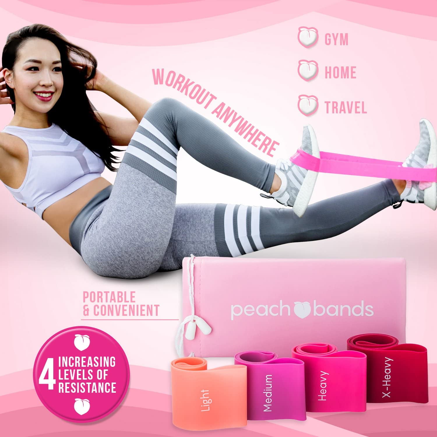 Clearance Peach Bands Resistance Bands Set Exercise Workout Booty Bands for Legs and Butt Walmart