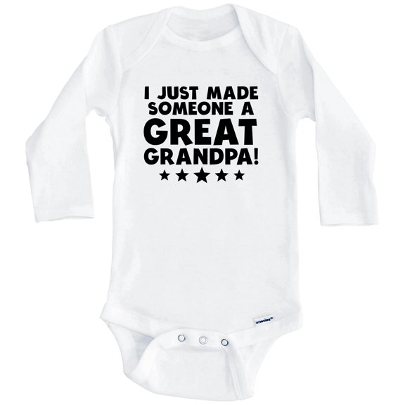 I Just Made Someone A Great Grandpa Great Grandchild One Piece Baby Bodysuit (Long Sleeve), 0-3 Months White