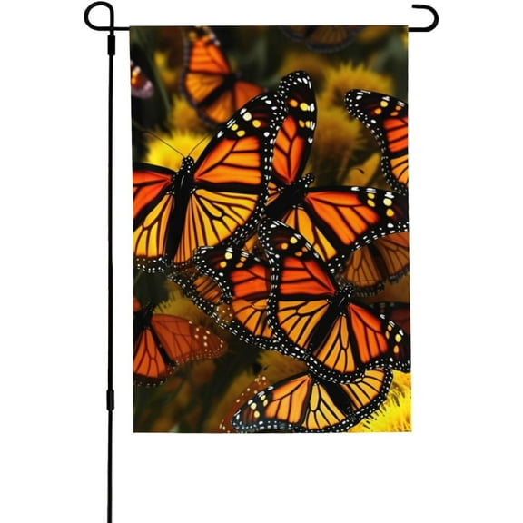 Garden Flags 28 x 40 Inch Double Sided Yard Flag Monarch Butterflies Print Small Garden Flag for All Seasons