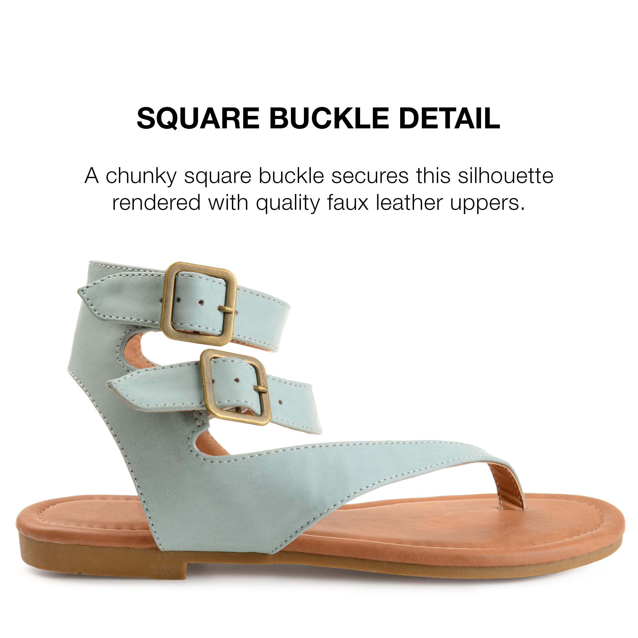Journee Collection Womens Kyle Faux Leather Ankle Straps Flat Sandals