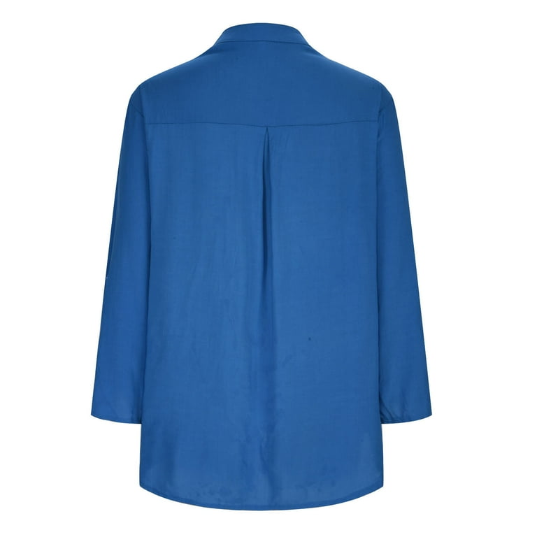 Womens Oversized Shirts Half Button-up Pullover Top Rolled