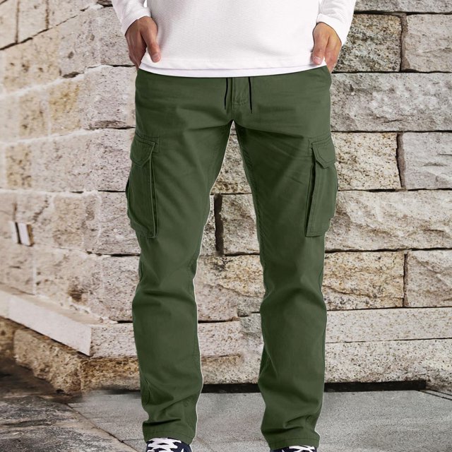 Mens Cargo Pants for Men – Spring and Autumn Loose Fit Straight Pants with Multiple Pockets and Tooling Pocketing