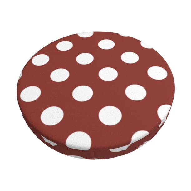 Balery Maroon And White Polka Dot Fundas de asiento para taburete de bar redondo de tela de terciopelo ajustables que protegen de arañazos y manchas para sillas de 14 a 17 pulgadas.-13 inch