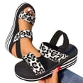 thumbnail image 3 of Wovix Women Leopard Pattern Sandals Summer Elegant Comfortable Flat Slippers Beach Walking Shoes Grey 41, 3 of 7