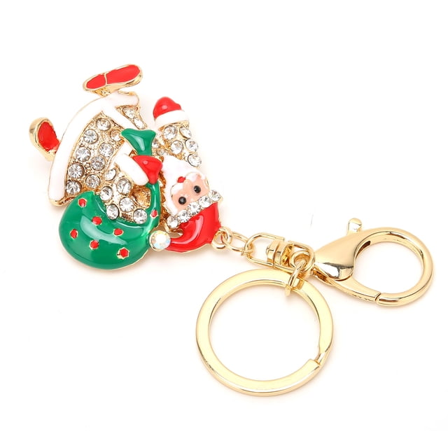 Encanto del llavero de Navidad, llavero de Papá Noel Llavero de Papá Noel Llavero de Papá Noel con diamantes de imitación Diseño a prueba de futuro