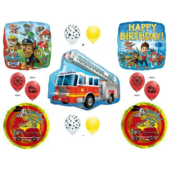 C & S Party Supply PAW PATROL MARSHALL Fire Truck Birthday Balloons Decoration Kit, 13 Pieces