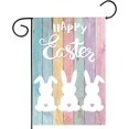 thumbnail image 1 of Happy Easter Bunny Wooden Board Garden Flag - 12x18" Colorful Spring Rabbit Farmhouse Yard Outdoor Decor Double Sided, 1 of 4
