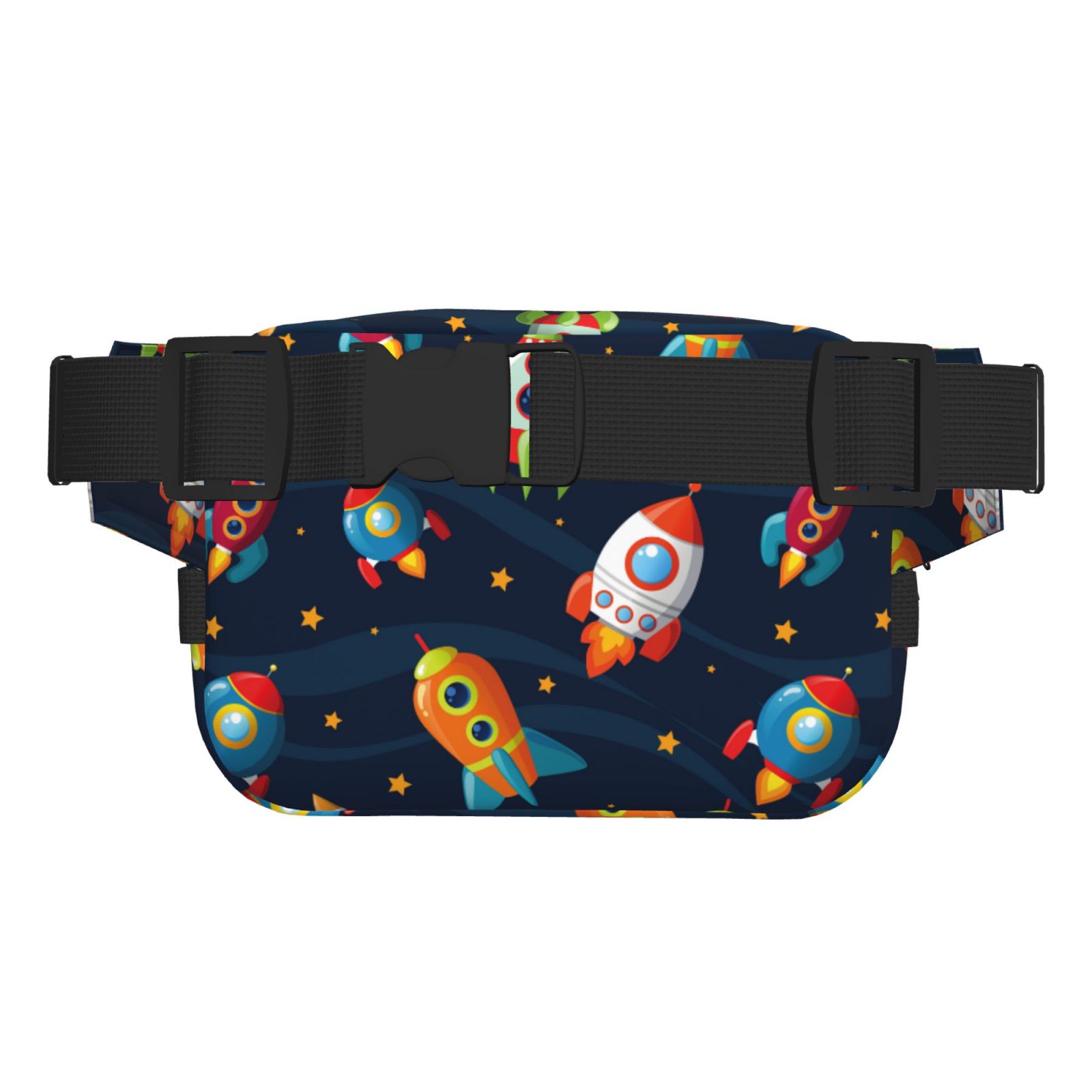 Picia Spaceships and Stars Print Square Double-Layer Waist Bag Mini Adjustable Waist Belt Bag Exercise Running Travel Hiking
