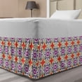 thumbnail image 1 of Ethnic Bed Skirt, Traditional Pattern of Kazakh and Turkish Motifs and 4 Petal Flower Print, Elastic Bedskirt Dust Ruffle Wrap Around for Bedding Decor, 4 Sizes, Multicolor, by Ambesonne, 1 of 2