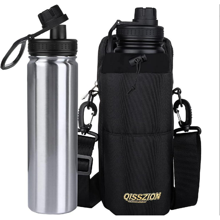 Stainless Steel Water Bottle Insluated with Carrier and Strap, Reusable Water  Bottle with Storage Sleeve & Phone Holder, Double Wall Metal Water Bottles  Keep Cold and Hot (22OZ/ 650ML) 