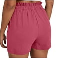 thumbnail image 4 of CheerKidz Women's Summer Lace-Up Denim Shorts Solid Color Cotton Linen Casual High Waist Shorts Drawstring Pocket Summer Shorts(Watermelon Red,S), 4 of 8