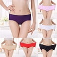 thumbnail image 2 of Women Plus Size Stretchy Seamless Solid Color Middle Waist Underwear Panties, 2 of 7