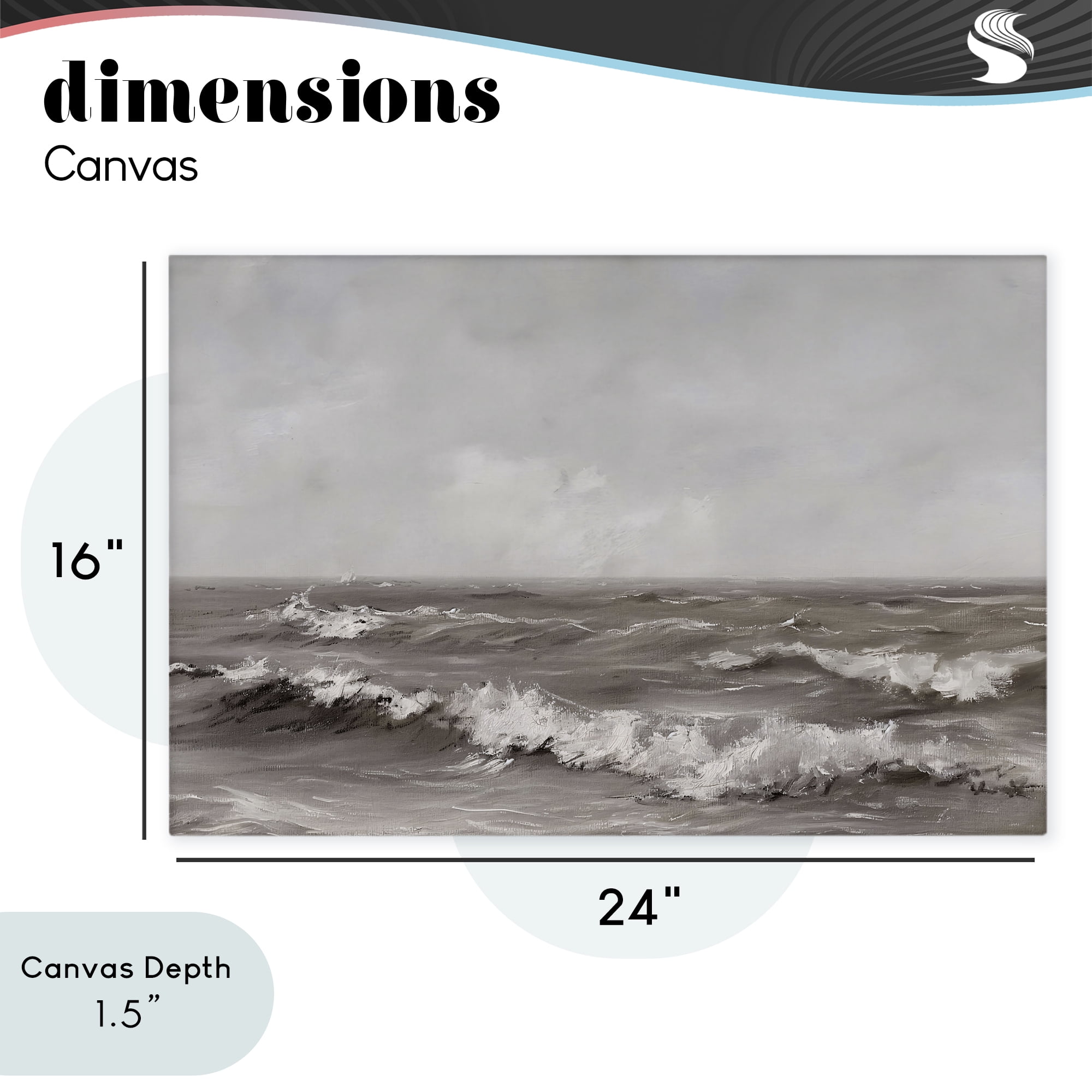 Stupell Industries Monochrome Sea Ripples Canvas Wall Art, design by Jacky Ngan