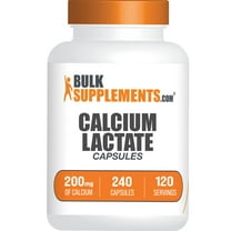 BulkSupplements Calcium Lactate Capsules - 200mg per Serving (240 Capsules - 120 Servings)