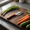 thumbnail image 3 of Pelador de verduras 3 en 1 multifuncional de acero inoxidable con mango ergonómico de madera para frutas y verduras, 3 of 5