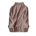 thumbnail image 4 of ManxiVoo Half High Collar Knit Sweater For Women Slim Fit Long Sleeve Soft Pullover Versatile Staple Chic Simplicity L Size Beige, 4 of 5