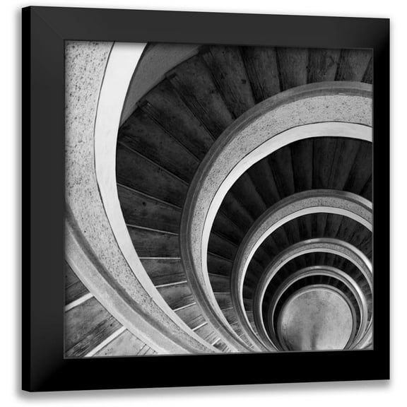 PhotoINC Studio 12x12 Black Modern Framed Museum Art Print Titled - Spiral Staircase No. 6