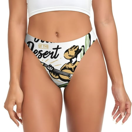 Qokaie Cowboy Playing Guitar Printed Women s Cotton Thong Underwear  Sexy Breathable Panties G-string-4X-Large