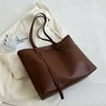 thumbnail image 4 of Nuevo bolso de mano retro de moda para estudiantes universitarios, bolso de un solo hombro, bolso de PU de gran capacidad para ocio, marrón, 4 of 6