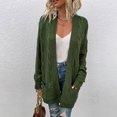 thumbnail image 1 of Tralilbee Women's Long Sleeve Cardigan Twist Cardigan Mid-length Twisted Rope Cardigan Sweater, 1 of 2