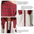 thumbnail image 4 of Abrigo a cuadros de manga larga con estampado de botones y bolsillo con costuras, cuello vuelto, abrigo holgado para mujer, color rojo XL, 4 of 5